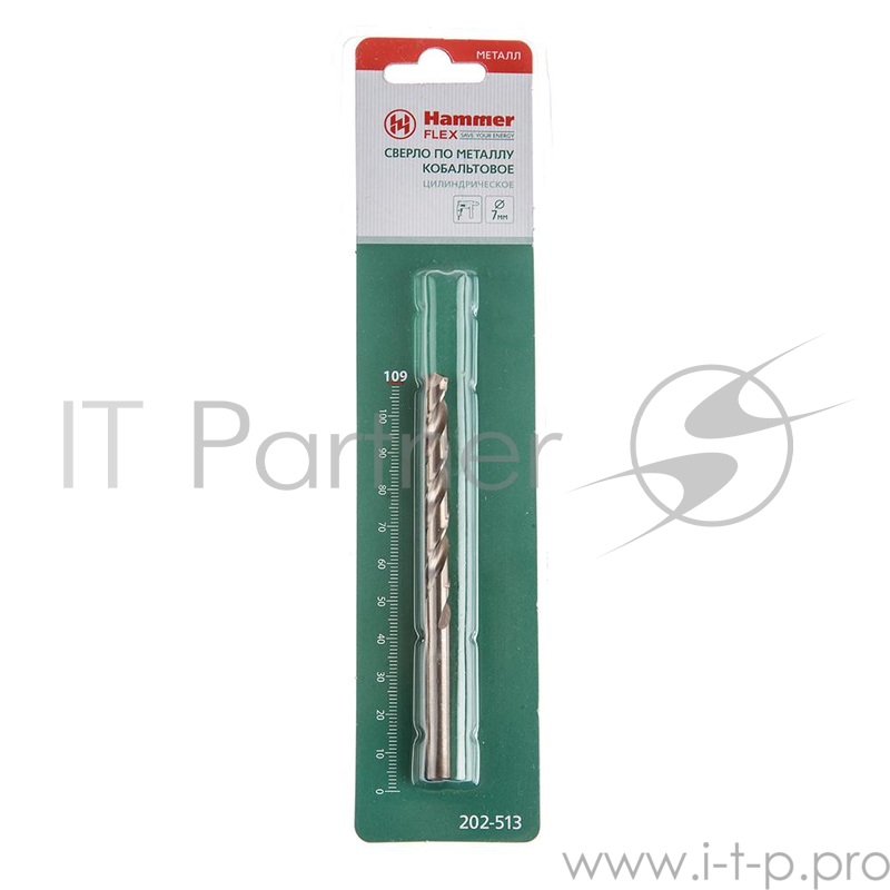 Сверло HAMMER Flex 202-513 DR CO 7,00мм*109мм кобальт M35, DIN338, HRC65-70