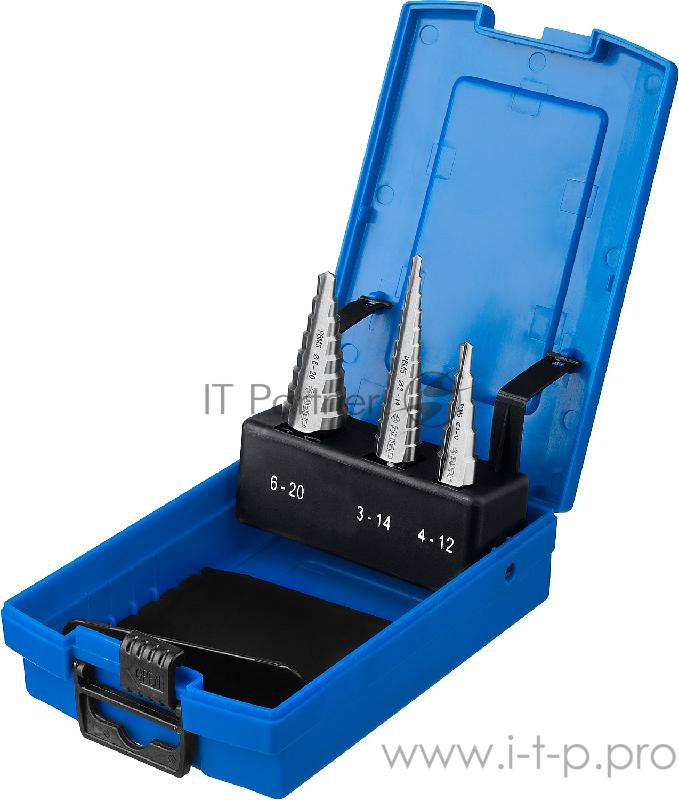 Набор ступенчатых сверл Зубр 29670-3-20-H3_z01 d=3-14мм, 12ступ. d=4-12мм 5 ступ., d=6-20мм 14ступ.