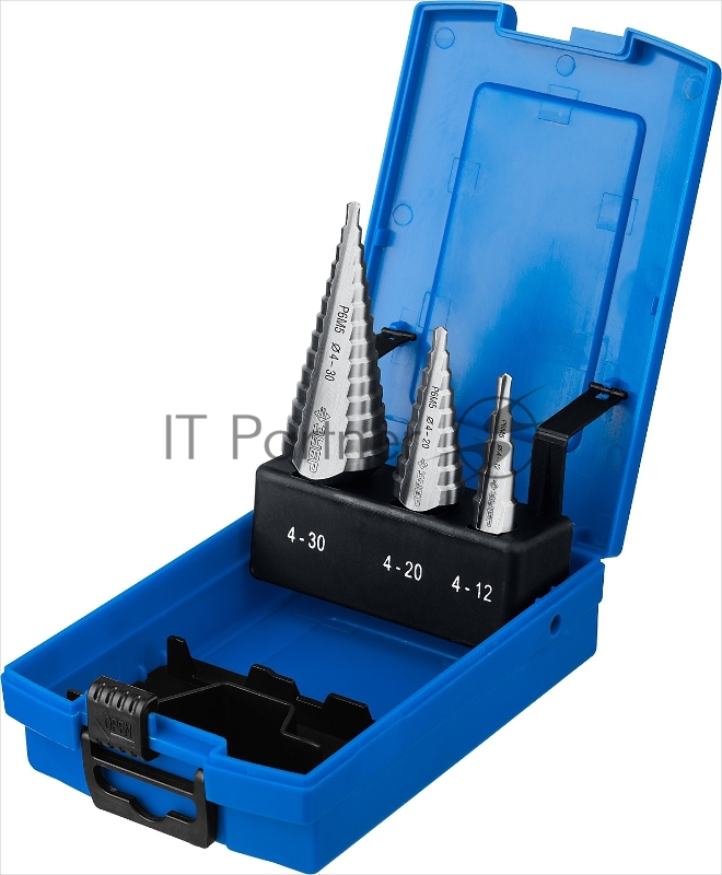 Набор ступенчатых сверл Зубр 29670-4-30-H3_z01 d=4-12мм, 5 ступ. d=4-20мм 9 ступ., d=4-30мм 14ступ.