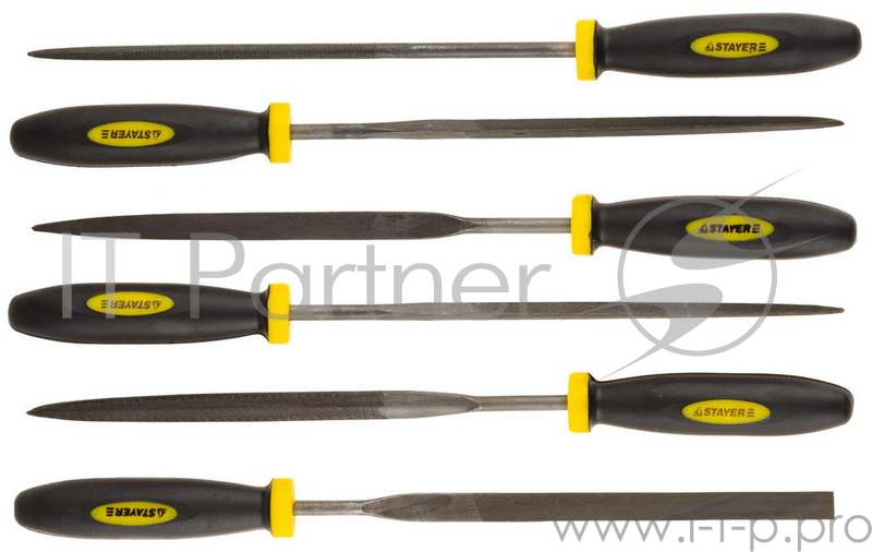Ручной инструмент Набор STAYER Надфили с двухкомпонентной ручкой, 100мм, 6шт (16010-H6_z01)