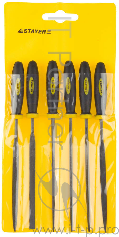 Ручной инструмент Набор STAYER Надфили с двухкомпонентной ручкой, 100мм, 6шт (16010-H6_z01)