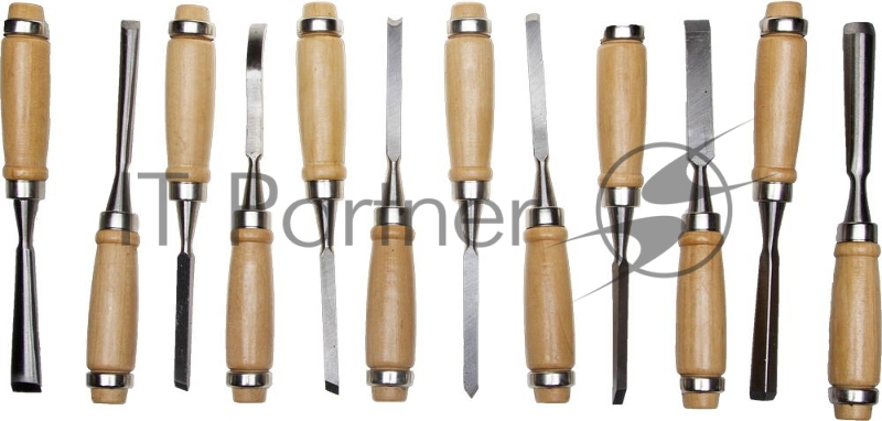 Ручной инструмент Набор STAYER: Стамески PROFI фигурные, с деревянной ручкой, 12шт (1835-H12_z01)