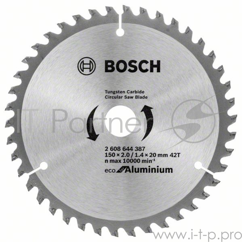Диск пильный твердосплавный BOSCH ECO AL 150x20-42T (2.608.644.387) по алюминию
