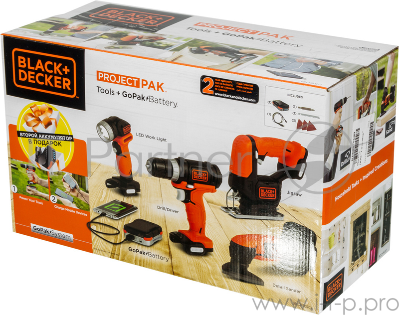 Набор инструментов GoPak 4-Tool BDCK502C1-RU BLACK&DECKER, шт