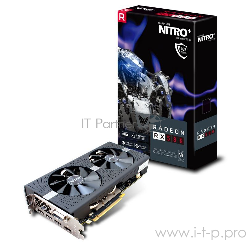 Видеокарта Sapphire RX 580 4G GDDR5 256b NITRO+ AMD RX580 4096Mb 1380/8000 DVIx1/ (11265-07-20G) RTL