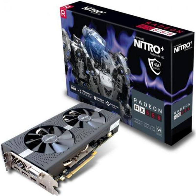 Видеокарта Sapphire RX 580 4G GDDR5 256b NITRO+ AMD RX580 4096Mb 1380/8000 DVIx1/ (11265-07-20G) RTL