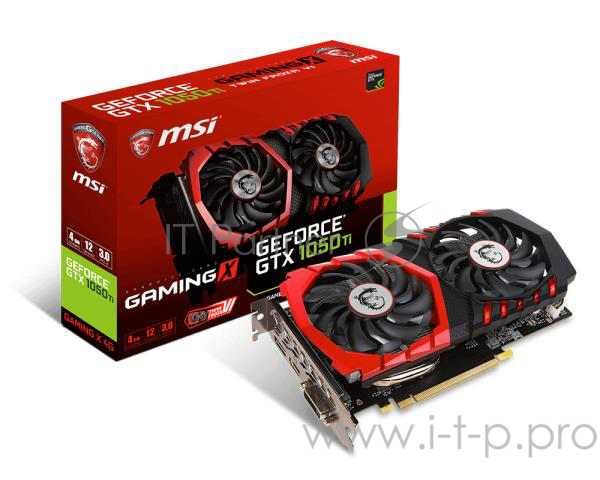Видеокарта MSI GTX 1050 Ti GAMING X 4G nVidia GTX1050TI 4096Mb 128bit GDDR5 1354/7008 DVIx1/HDMIx1/DP RTL
