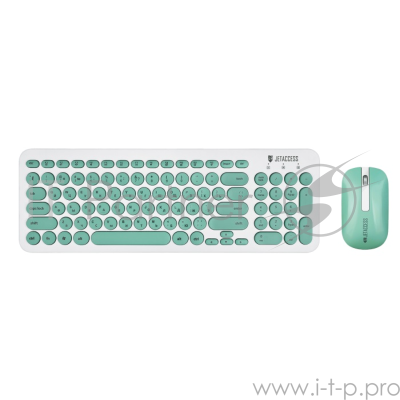 Беспроводной набор мультимедийной слим-клавиатуры и мыши Jet.A SlimLine KM30 W,1xUSB инт,бело-мятный