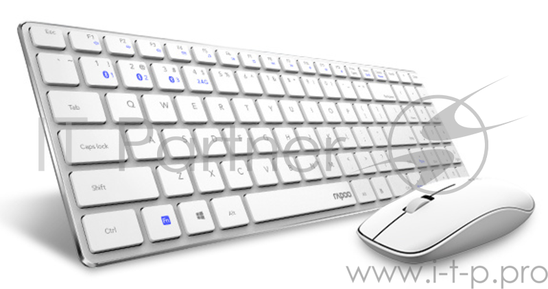 Клавиатура + мышь Rapoo 9300M клав:белый мышь:белый USB беспроводная