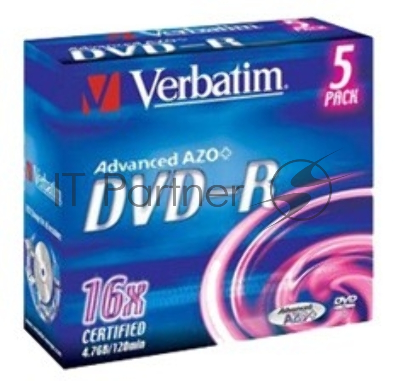 Диск 43519 Диски DVD-R Verbatim 16-x, 4.7 Gb, (Jewel Case, 5 шт.)