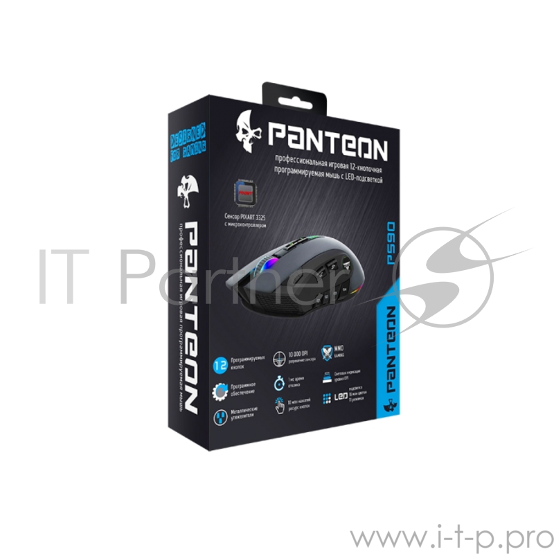 Проводная профессиональная игровая программируемая мышь Jet.A Panteon PS90 (800-5000dpi,12к,LED,USB)