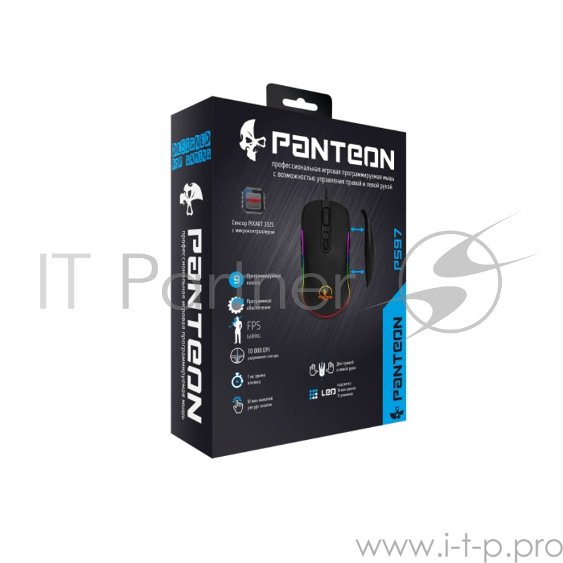 Проводная профессиональная игровая программируемая мышь Jet.A Panteon PS97 (800-5000dpi,9кн,LED,USB)