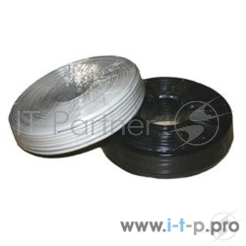 Кабель Gembird Кабель телефонный 100м (4-х жильный, 2 пары, плоский) черный