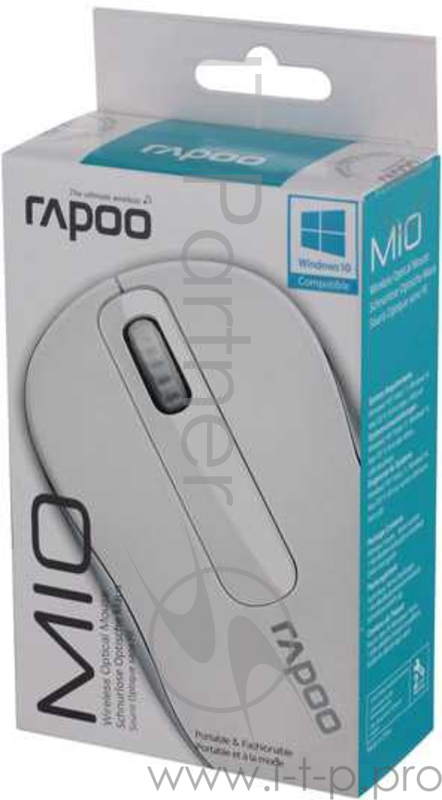 Мышь Rapoo M10 Plus белый оптическая (1000dpi) беспроводная USB (2but)