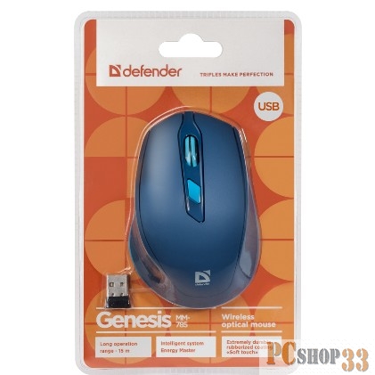 Мышка DEFENDER USB OPTICAL WRL GENESIS MM-785 BLUE 52786