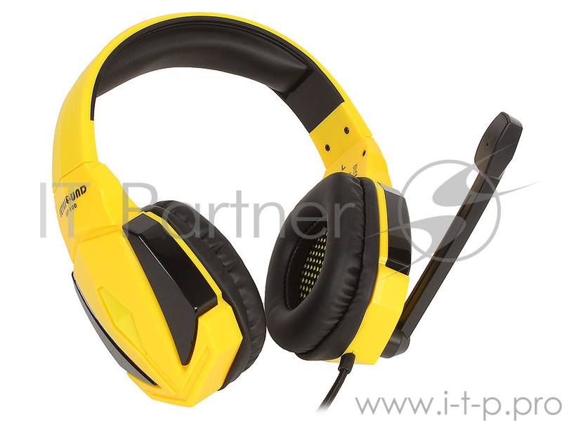Игровая стереогарнитура Jet.A GHP-100 чёрно-жёлтая (звуковая схема 2.0, ПУ на шнуре, mini jack 3.5мм 4pin + адаптер 2x mini jack 3.5мм 3pin, кабель 2.