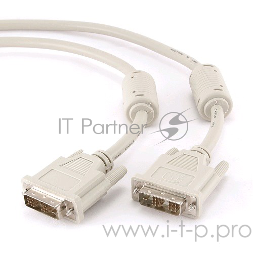 Кабель DVI-D single link Gembird/Cablexpert CC-DVI-6C, 19M/19M, 1.8м, серый, экран, феррит.кольца, пакет