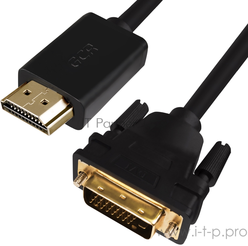 Кабель Greenconnect HDMI-DVI 3.0m черный, OD7.3mm, 28/28 AWG, позолоченные контакты, 19pin AM / 24+1M AM double link, GCR-HD2DVI1-3.0m, тройной экран