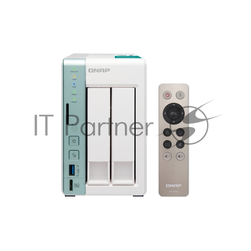 Дисковый массив QNAP D2 PRO Сетевой RAID-накопитель, 2 отсека для HDD, с функцией USB Quick Access, HDMI-порт. Intel Celeron N3060 1,6 ГГц (до 2,48 ГГц), 1 ГБ