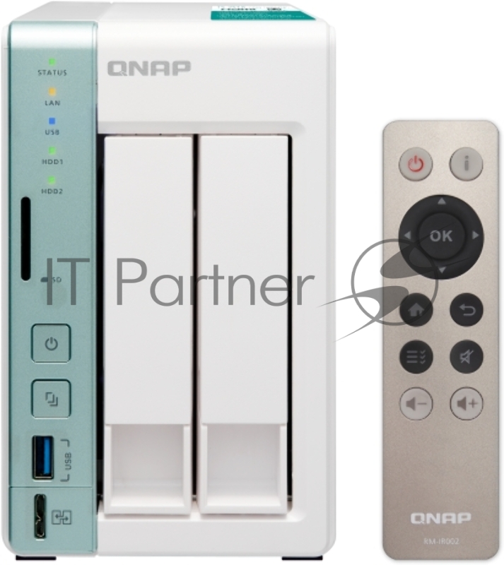 Дисковый массив QNAP D2 PRO Сетевой RAID-накопитель, 2 отсека для HDD, с функцией USB Quick Access, HDMI-порт. Intel Celeron N3060 1,6 ГГц (до 2,48 ГГц), 1 ГБ