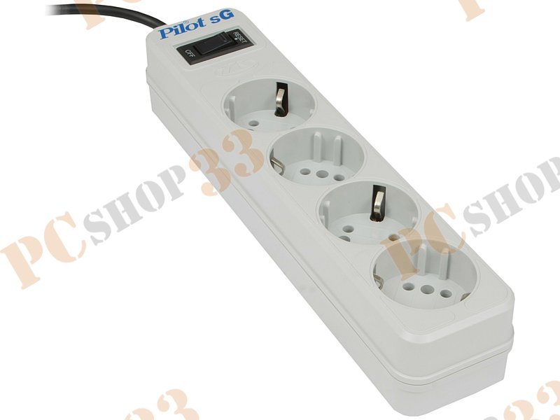 Сетевой фильтр на 4 розетки ZIS Pilot sG, серый (1.8м)
