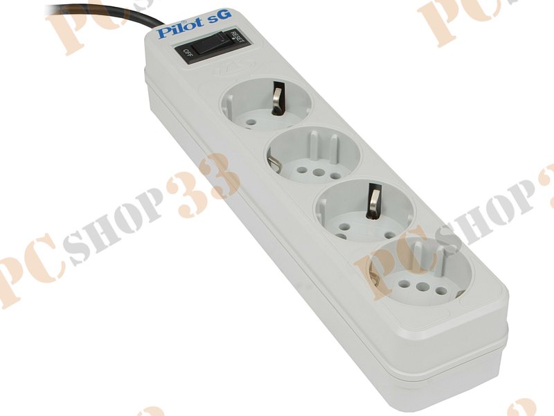 Сетевой фильтр на 4 розетки ZIS Pilot sG, серый (3.0м)