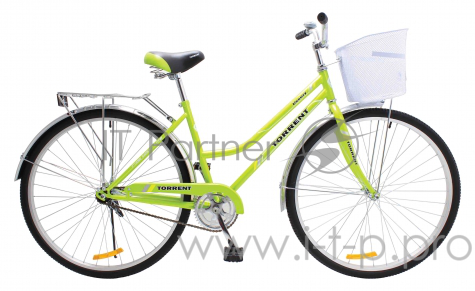 Велосипед Torrent Ussury (рама сталь 18, дорожный, 1скорость, колеса 28д, корзина) (28 / 18 / Зеленый)