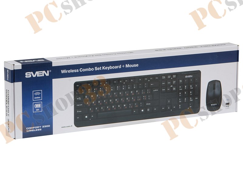 Комплект клавиатура + мышь Sven Comfort 3300 Wireless, беспров., черный (USB)
