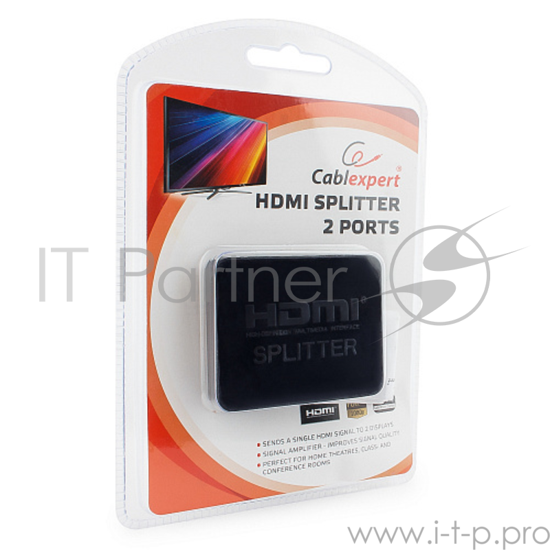 Разветвитель Cablexpert DSP-2PH4-03 Разветвитель HDMI Cablexpert DSP-2PH4-03, HD19F/2x19F, 1 компьютер = 2 монитора, Full-HD, 3D, 1.4v