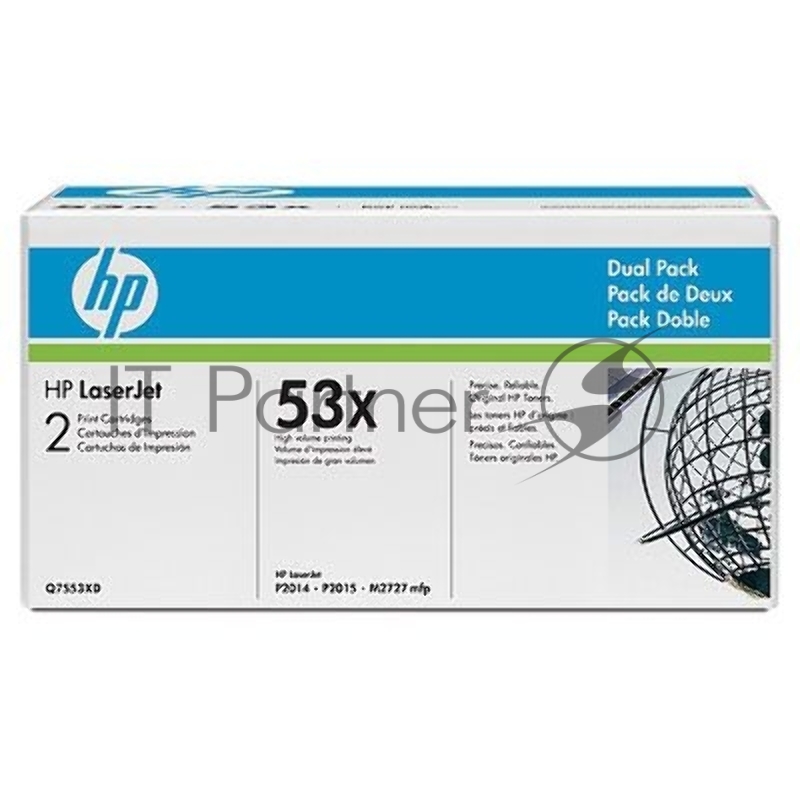 Расходные материалы HP Q7553XD Картридж, Black{LaserJet P2015, Black, 2-pack, (2 x 7000стр.)}