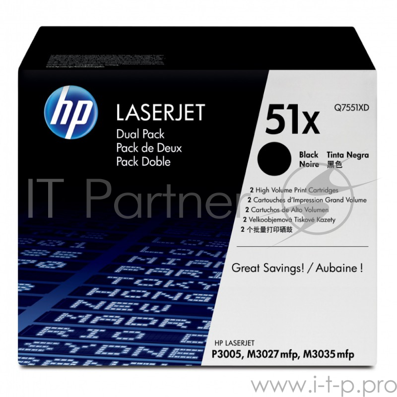 Расходные материалы HP Q7551XD Картридж ,Black{LaserJet P3005/M3027mfp/M3035mfp, Black, 2-pack, (2 x 13000стр.)}