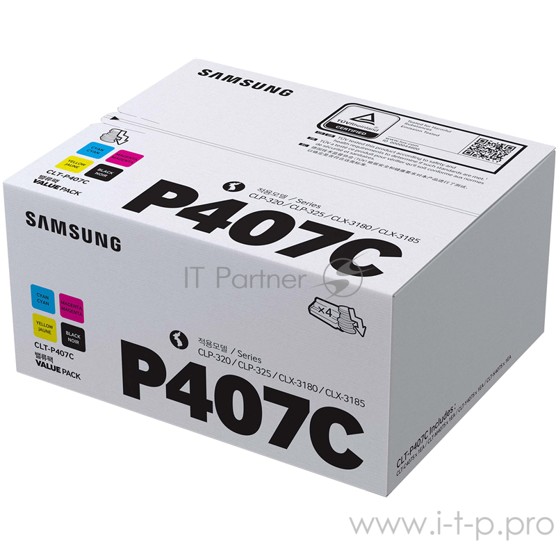 Набор из 4х тонер-картриджей (4 цвета) Samsung CLT-P407C 4-pack Black/Cyan/Magenta/Yellow Toner Cartridges