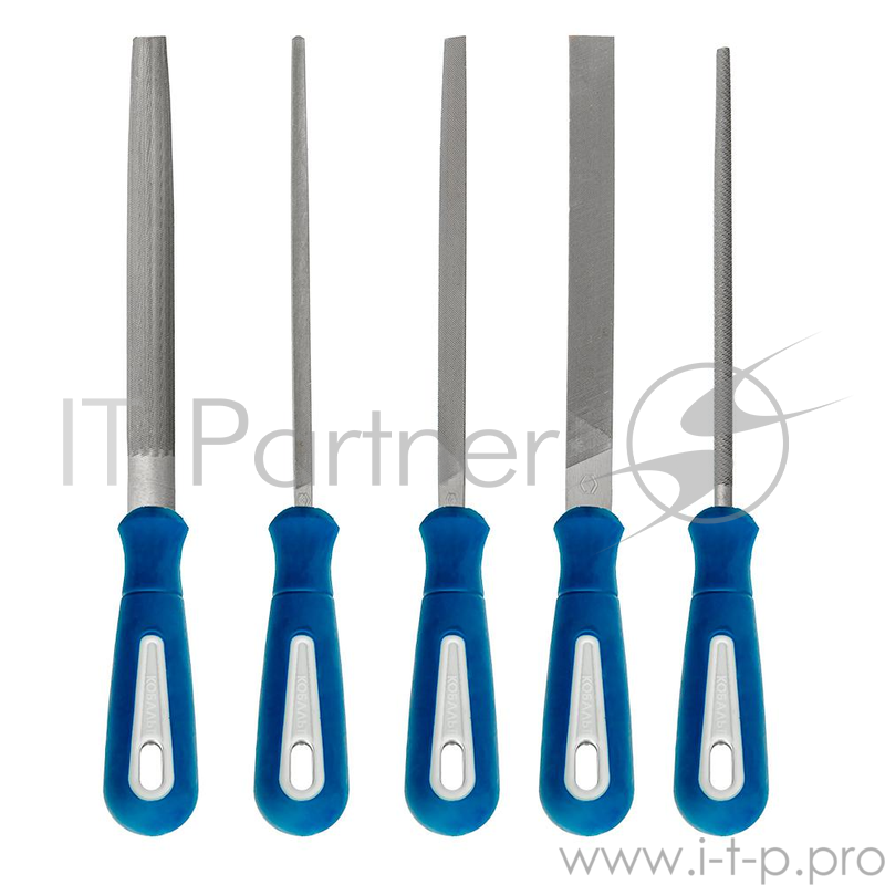 Набор напильников КОБАЛЬТ 247-750 двухкомпонентная рукоятка, № 2, 200 мм. 5 шт. блистер