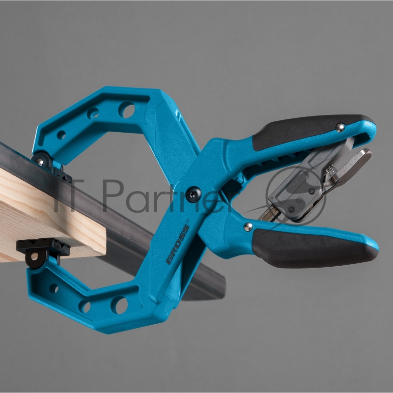 Струбцина GROSS 20805 клещеобразная пластиковый корпус храповый механизм жесткой фиксации 4/100м