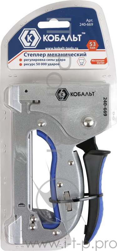 Степлер КОБАЛЬТ 240-669 механический скобы 4-14мм тип 53 регулятор удара