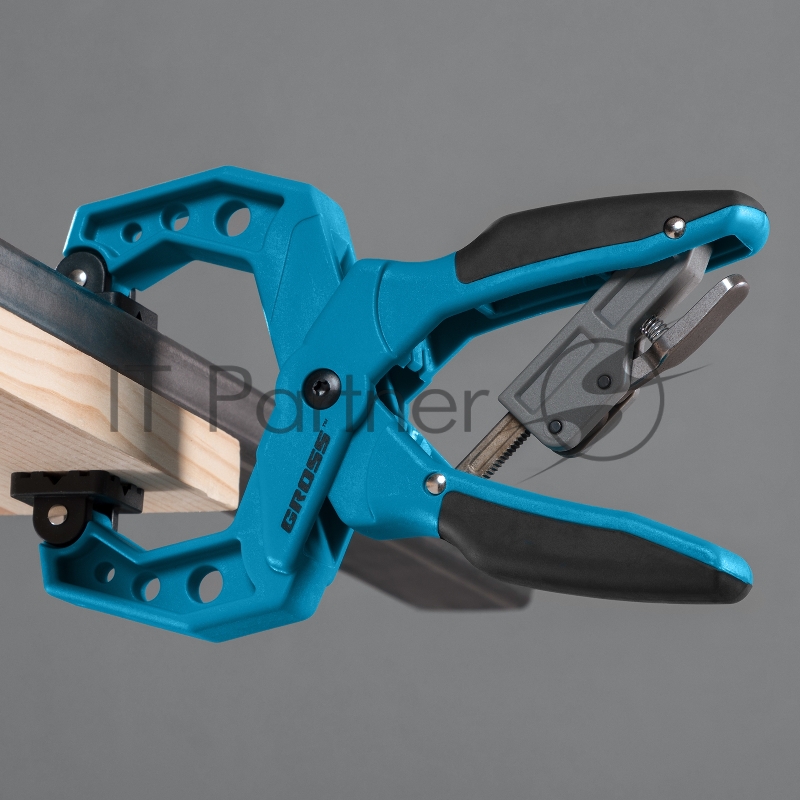 Струбцина клещеобразная GROSS 20803 2–1/4/58 мм пластиковый корпус,храповый механизм жесткой фикс