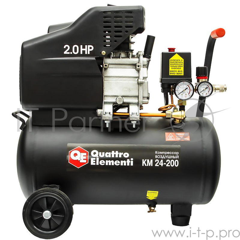 Компрессор QUATTRO ELEMENTI 248-467 KM 24-200 поршневой масляный 200л/мин 24л 2л.с 8 бар 23кг