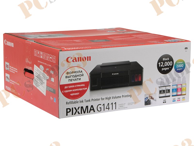Струйный принтер Canon PIXMA G1411 A4, 4800x1200dpi, черный (USB2.0)