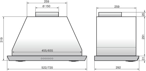 Вытяжка встраиваемая Эликор Врезной блок 52Н-650-Э3Д нерж