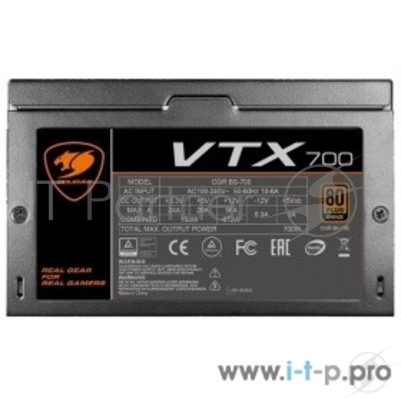 Блок питания Cougar VTX 700 Блок питания VTX 700 (Разъем PCIe-4шт,ATX v2.31, 700W, Active PFC, 120mm Fan, 80 Plus Bronze) VTX700 Retail