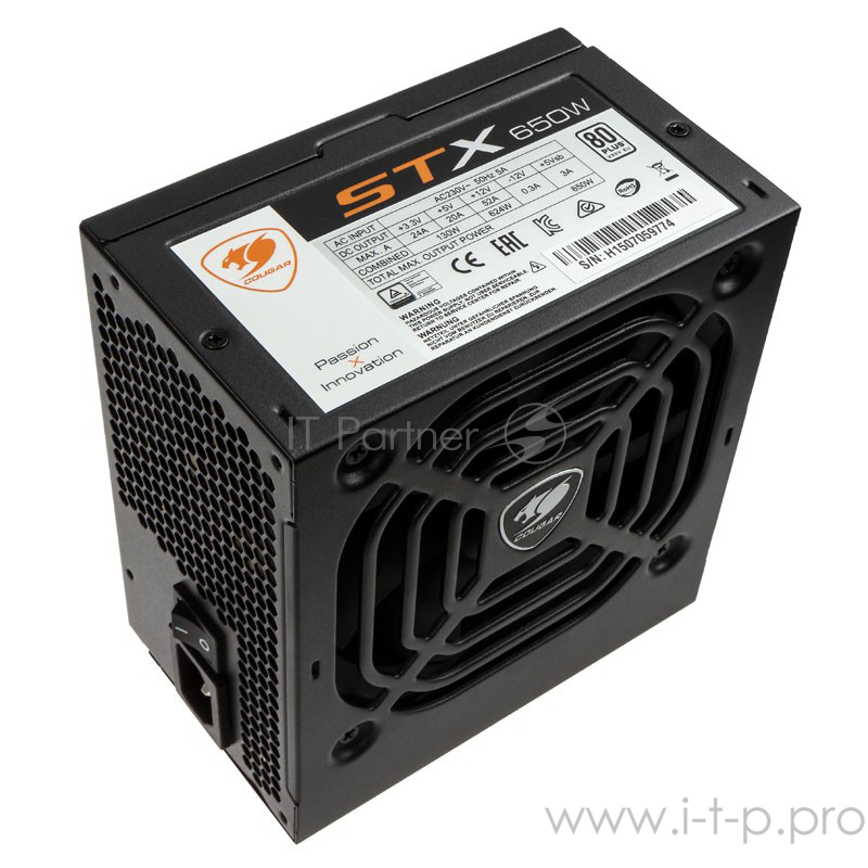 Блок питания Cougar STX 650 Блок питания STX 650 (Разъем PCIe-2шт,ATX v2.31, 650W, Active PFC, 120mm Fan, 80 Plus) STX650 Retail