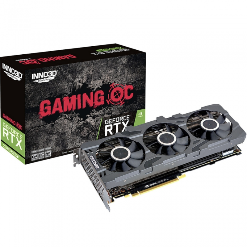 Видеокарта 8Gb <PCI-E> Inno3D GeForce RTX 2080 SUPER GAMING OC X3 N208S3-08D6X-1180VA24 <RTX2080Super, GDDR6, 256bit, HDMI, 3xDP, Retail>