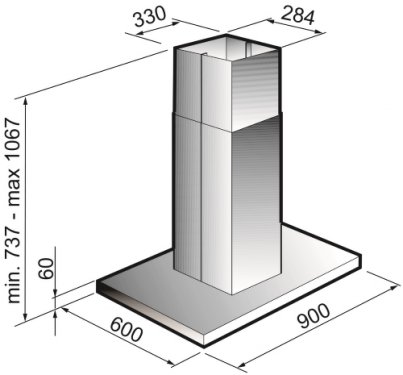 Вытяжки Korting Островная, 90 см, двустороннее сенсорное управление, 4 режима, 950 м3/ч., таймер, черное стекло + нержавеющая сталь