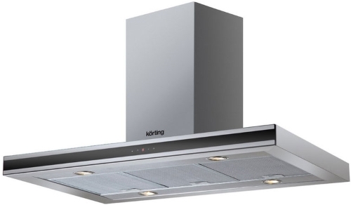 Вытяжки Korting Островная, 90 см, двустороннее сенсорное управление, 4 режима, 950 м3/ч., таймер, черное стекло + нержавеющая сталь