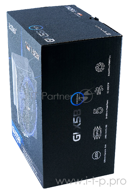 Вентиляторы PCCooler GI-X5B Кулер GI-X5B S775/115X/AM2/AM3/AM4 (24 шт/кор, TDP 160W, вент-р 120мм с PWM, Blue LED FAN, 5 тепловых трубок 6мм, 1000-1800RPM, 26.5dBa)