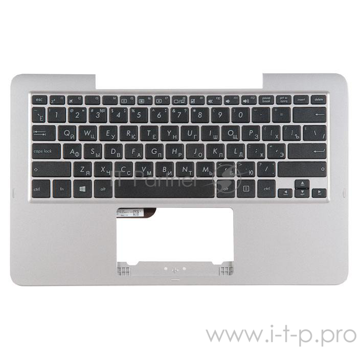 клавиатура для ноутбука Asus T200TA-1K с топкейсом, серебристая панель, черные кнопки