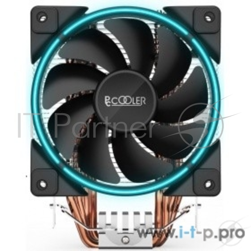 Вентиляторы PCCooler GI-X4 Кулер GI-X4 S775/115X/AM2/AM3/AM4 (24 шт/кор, TDP 145W, вент-р 120мм с PWM, Blue LED FAN, 4 тепловые трубки 6мм, синяя LED подсветка, 1000-1800RPM, 26.5dBa)