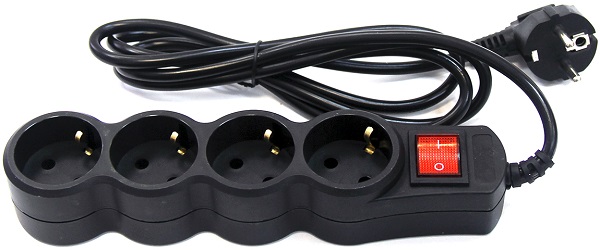 Сетевой фильтр 5bites SP4B-130 4S / 3*0.75MM2 / 3M / BLACK