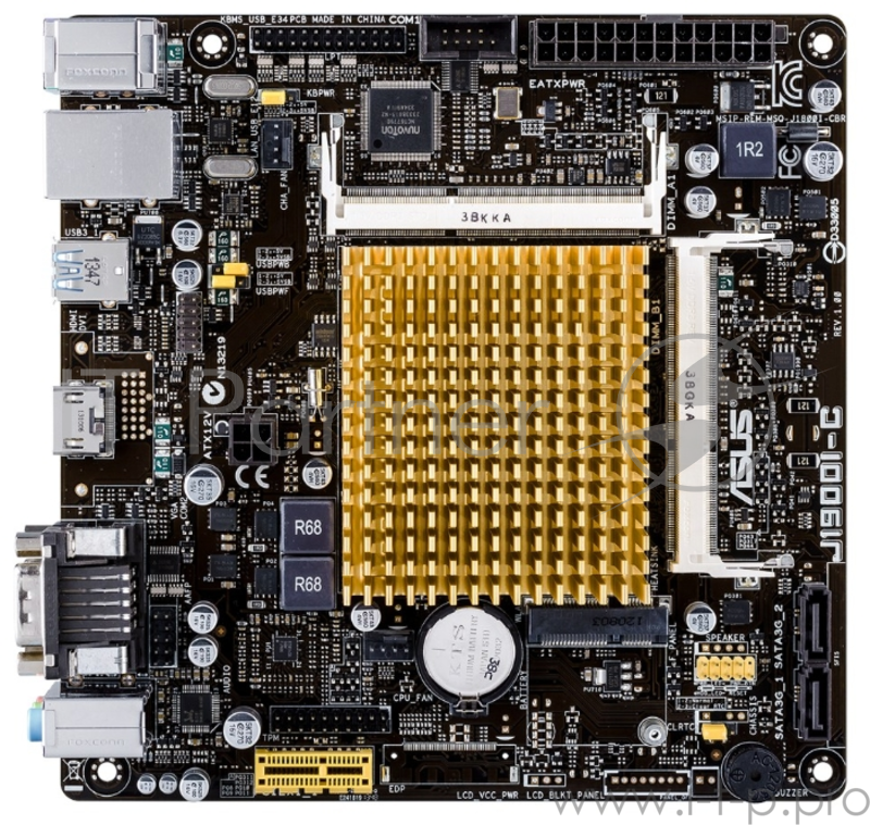 Материнская плата Asus J1900I-C 2xDDR3L mini-ITX AC`97 8ch(7.1) GbLAN+VGA+HDMI