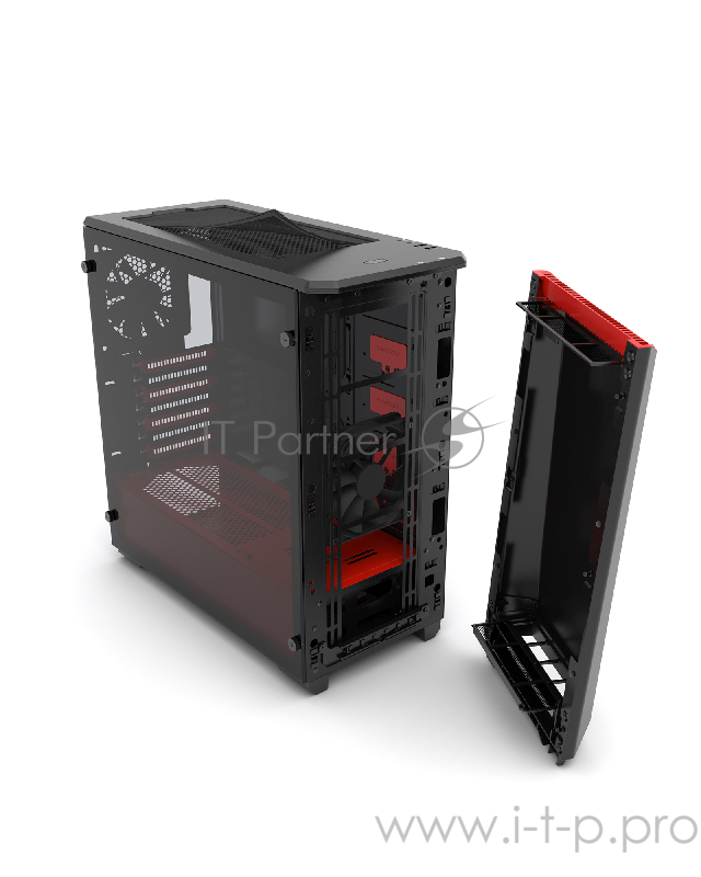 Корпус PHANTEKS Eclipse P400, Black-Red, RGB LED иллюминация, боковая панель Tempered Glass, Mid-Tower
